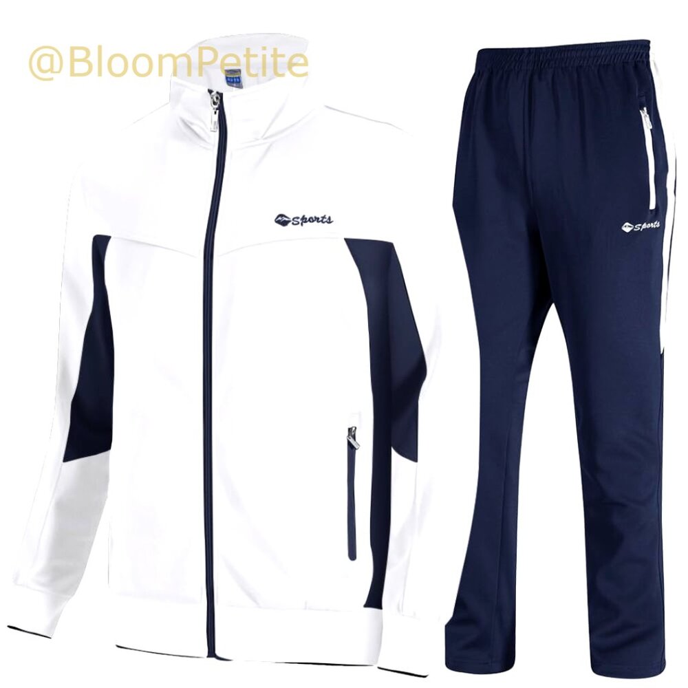 Men's Polyester Blend Tracksuit Full Zip Set for Athletic Casual Wear